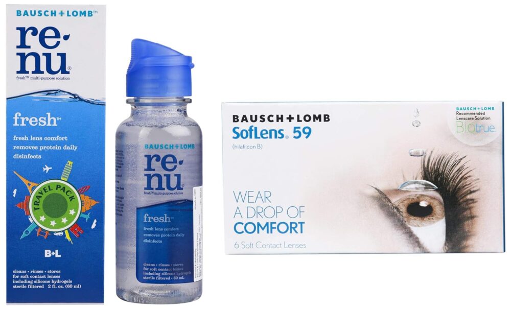 Bausch & Lomb Soflens 59 Monthly Contact Lens (Clear, Pack of 6) & Bausch & Lomb Renu Fresh Mulit-Purpose Solution - 60 ml - Image 2