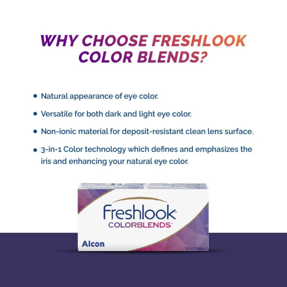 Alcon Freshlook Colorblends - Monthly Color Contact Lenses ( Gray, Pack of 2) BY Optic Pharm